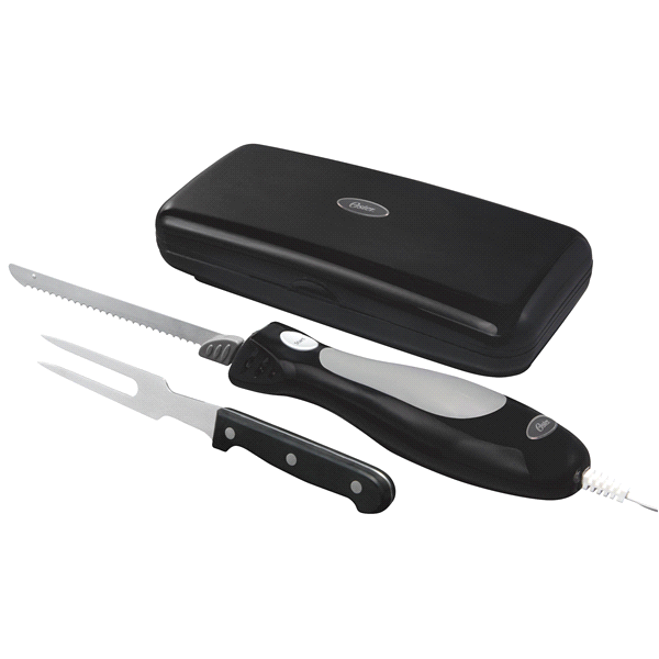 slide 1 of 5, Oster Electric Knife with Carving Fork and Storage Case, Black, 1 ct