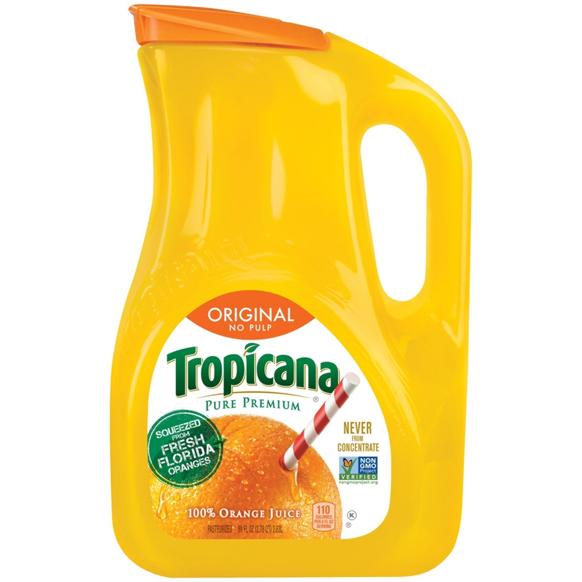 slide 1 of 1, Tropicana Original No Pulp Juice, 89 fl oz