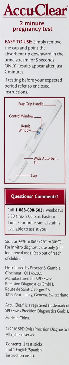 slide 5 of 6, Accu Clear Pregnancy Test 2 ea, 2 ct