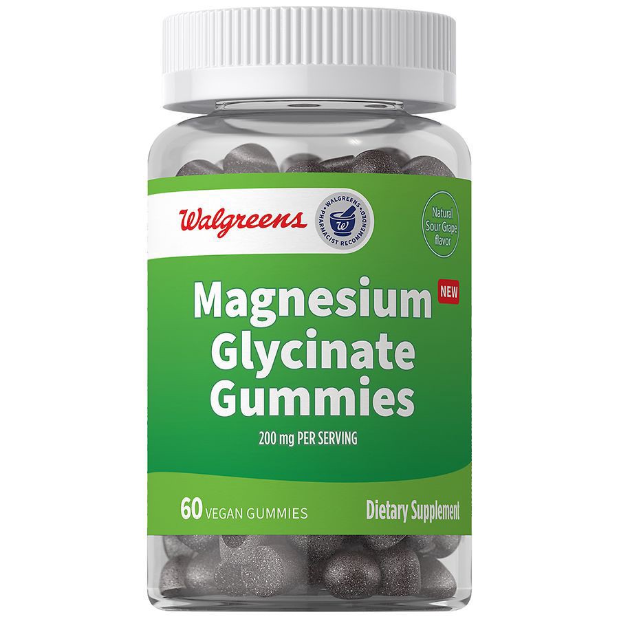 slide 1 of 5, Walgreens Magnesium Glycinate Gummies Natural Sour Grape, 60 ct