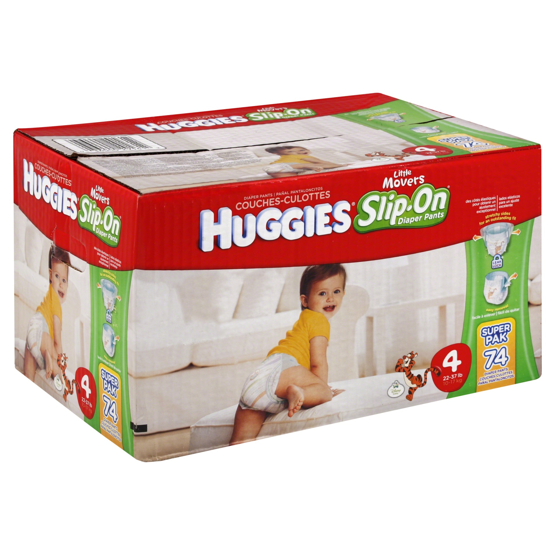 slide 1 of 3, Huggies Little Movers Slip On Pants Diapers Size 4, 74 ct