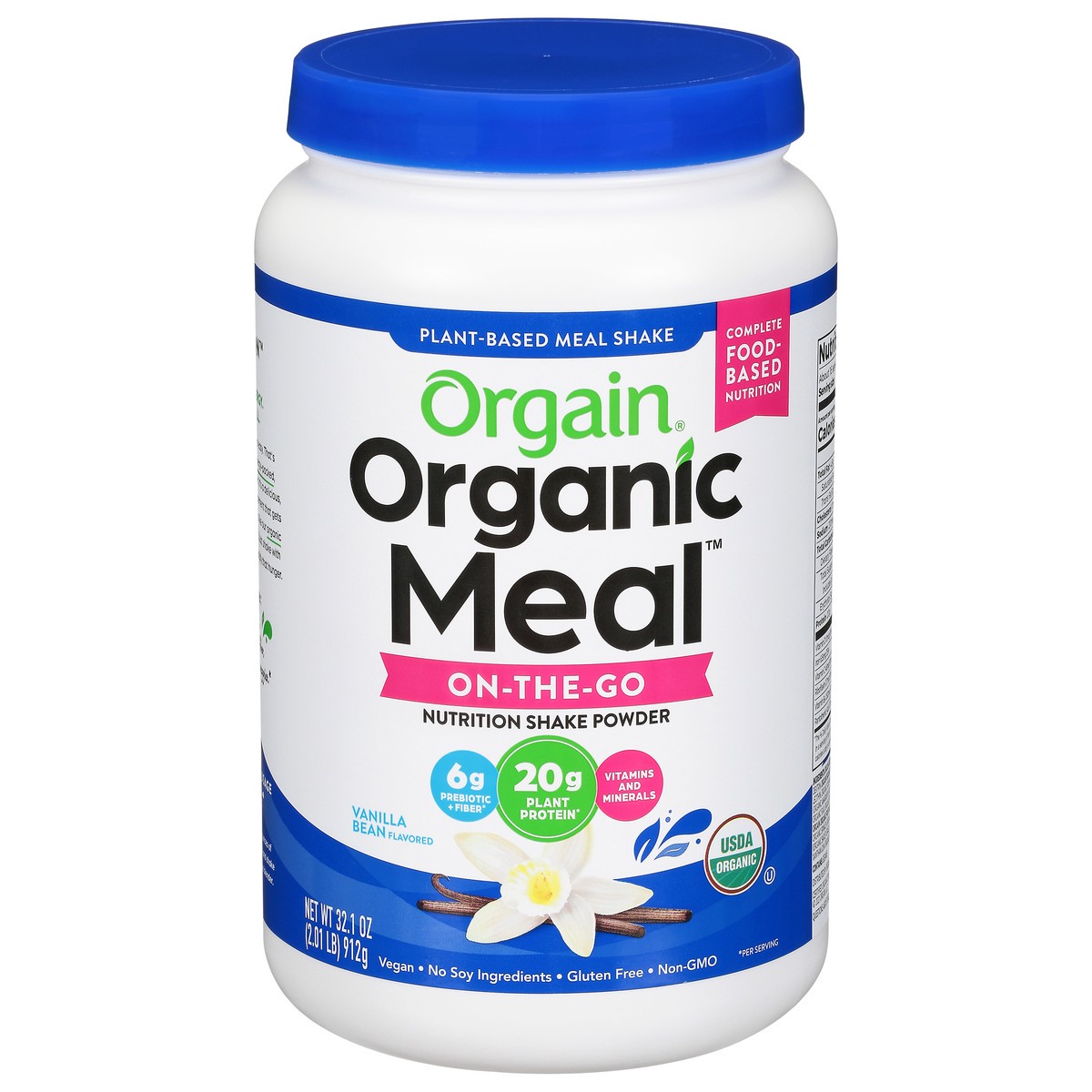 slide 1 of 9, Orgain Organic Meal On-The-Go Vanilla Bean Flavored Nutrition Shake Powder 32.1 oz, 32.1 oz