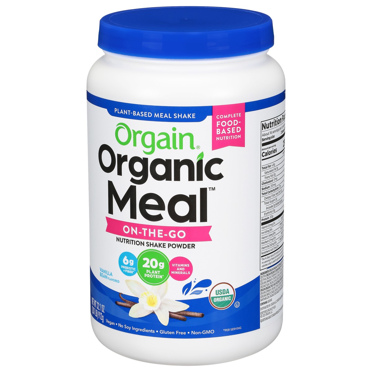 slide 3 of 9, Orgain Organic Meal On-The-Go Vanilla Bean Flavored Nutrition Shake Powder 32.1 oz, 32.1 oz