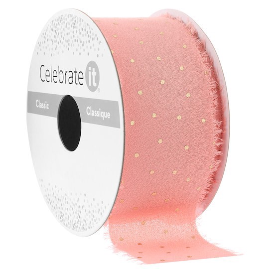 slide 1 of 2, 1.5" X 3yd. Polka Dot Chiffon Ribbon By Celebrate It Classic, 1.5 in x 3 yd
