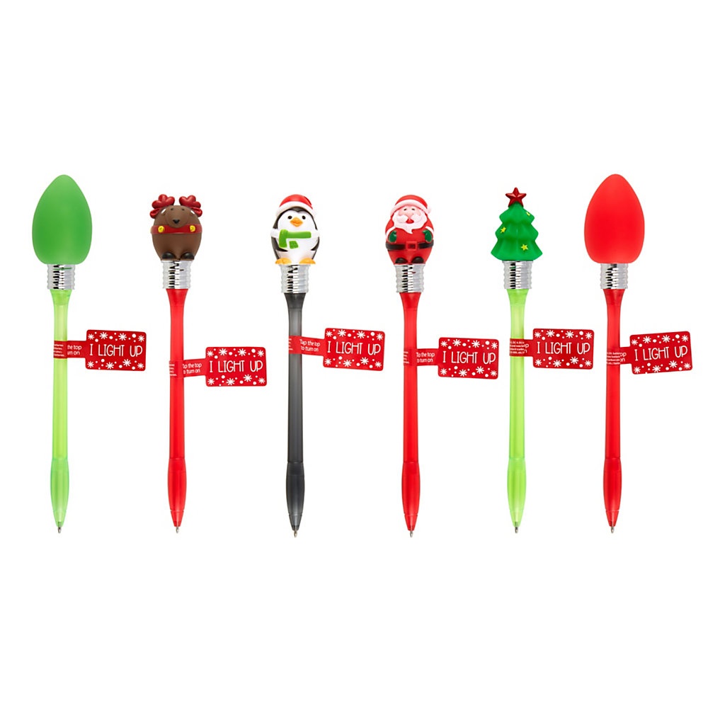 slide 1 of 1, Office Depot Brand Light-Up Holiday Pen, Medium Point, 1.0 Mm, Assorted Barrel, Black Ink, 1 ct