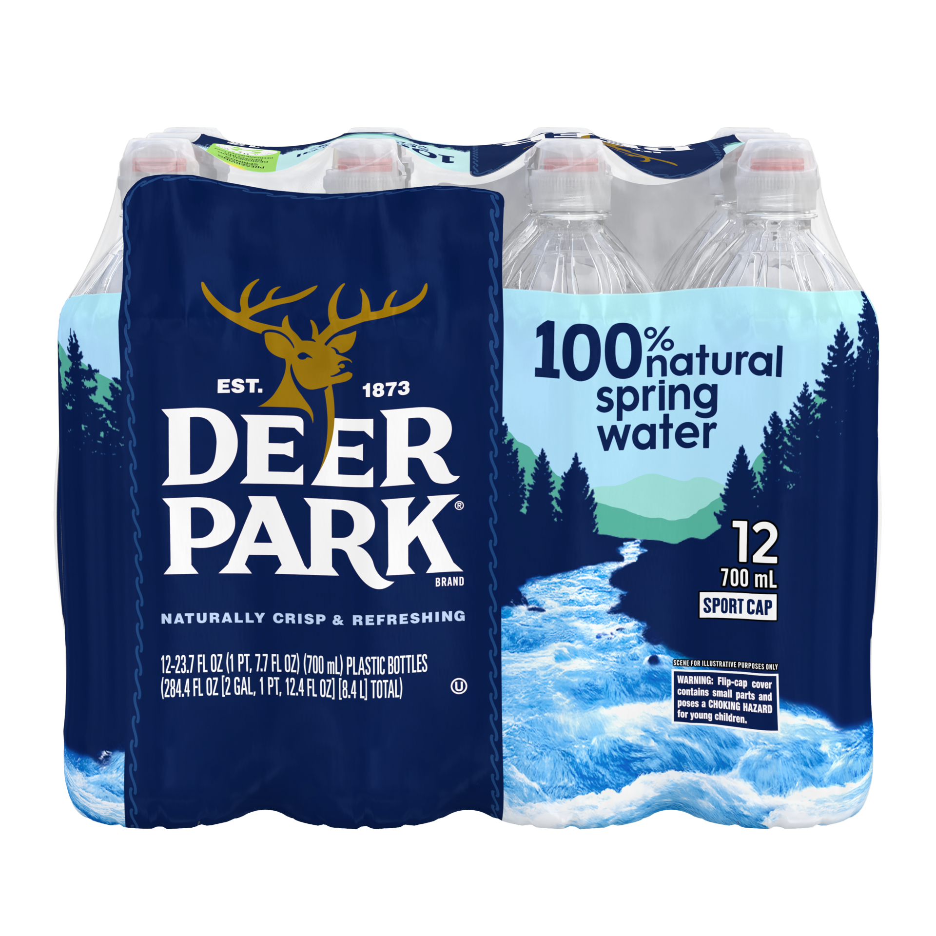 slide 3 of 5, DEER PARK Brand 100% Natural Spring Water, 23.7-ounce plastic sport cap bottles (Pack of 12), 23.7 oz