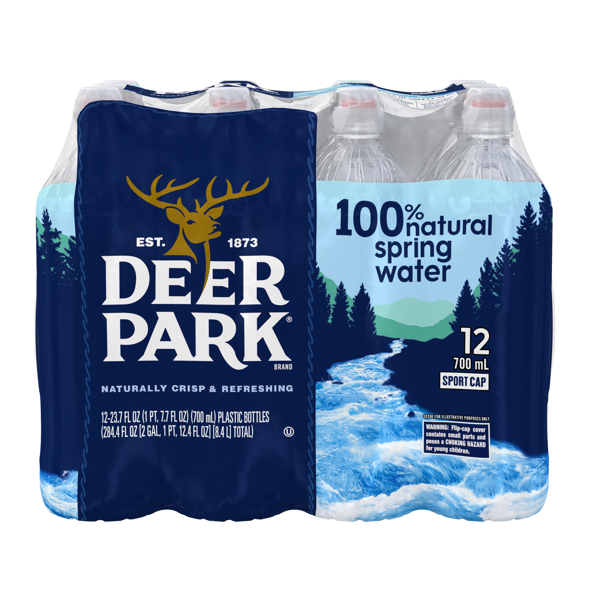 slide 1 of 5, DEER PARK Brand 100% Natural Spring Water, 23.7-ounce plastic sport cap bottles (Pack of 12), 23.7 oz