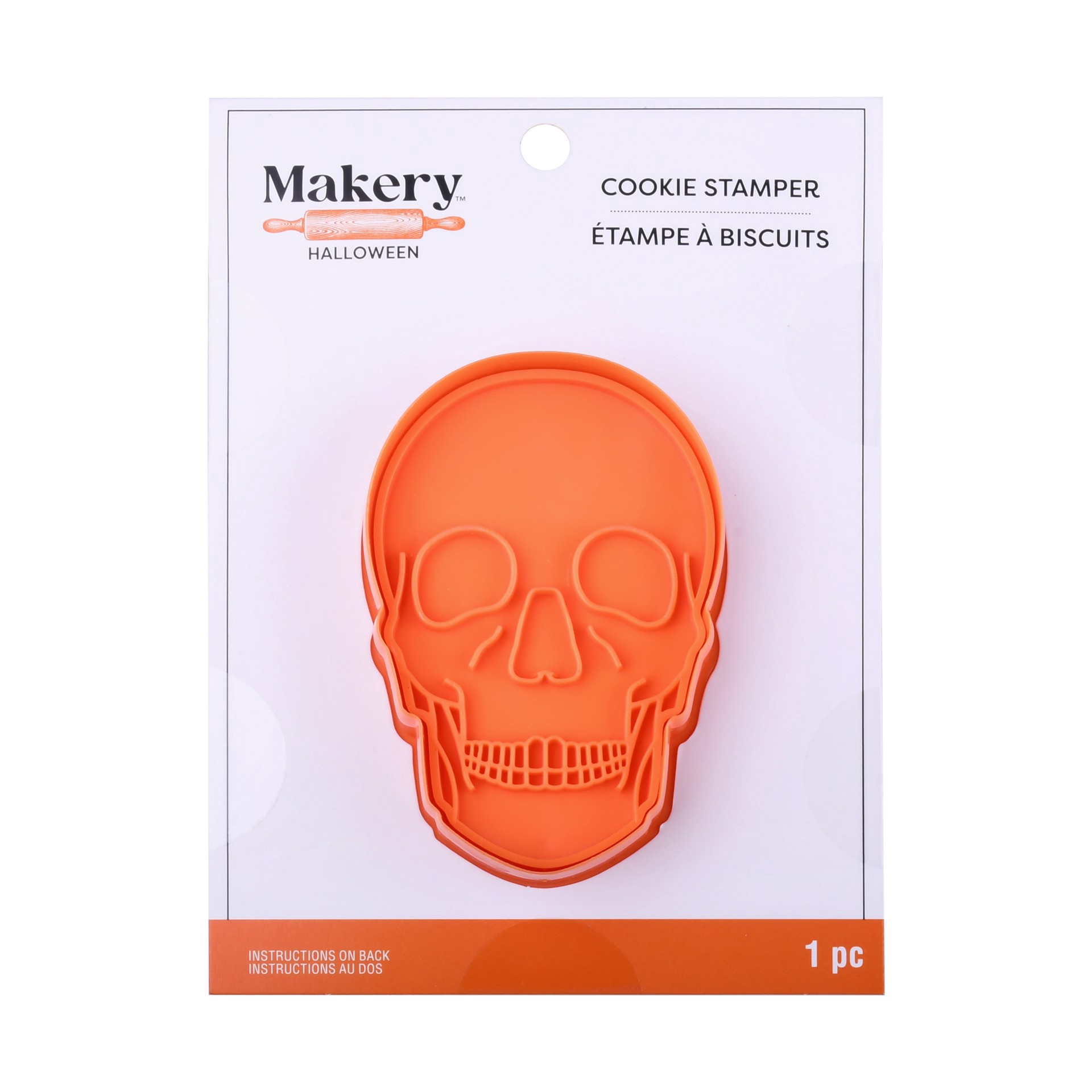 slide 3 of 4, 3" Skull Cookie Stamper By Makery, 3 in