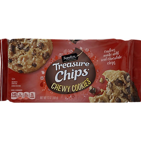 slide 1 of 1, Signature Kitchens Cookies Treasure Chips Chocolate Chewy, 13 oz