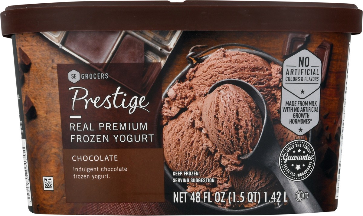 slide 9 of 9, Prestige Real Premium Frozen Yogurt Chocolate, 48 oz