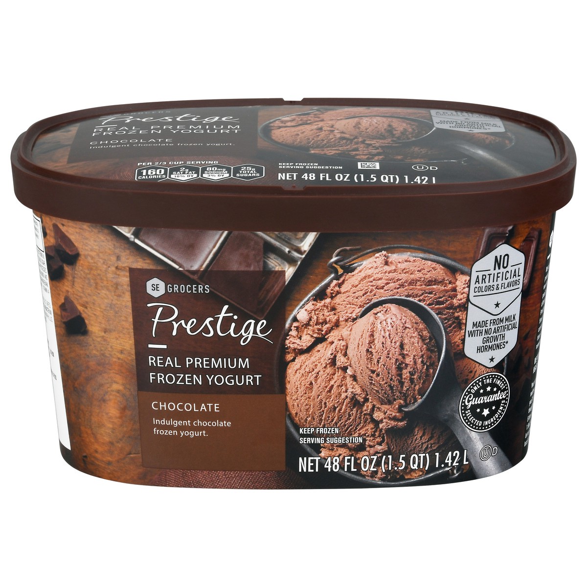 slide 1 of 9, Prestige Real Premium Frozen Yogurt Chocolate, 48 oz