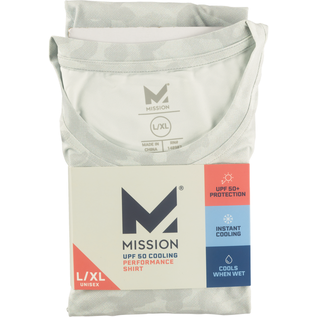 slide 1 of 1, Mission Cooling Upf Sun Shirt, White Camo, S/M, SM/MED