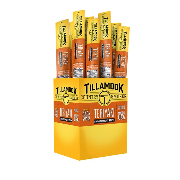 slide 1 of 1, Tillamook Wrapped Smoked Meat Sticks Teriyaki, 24 ct