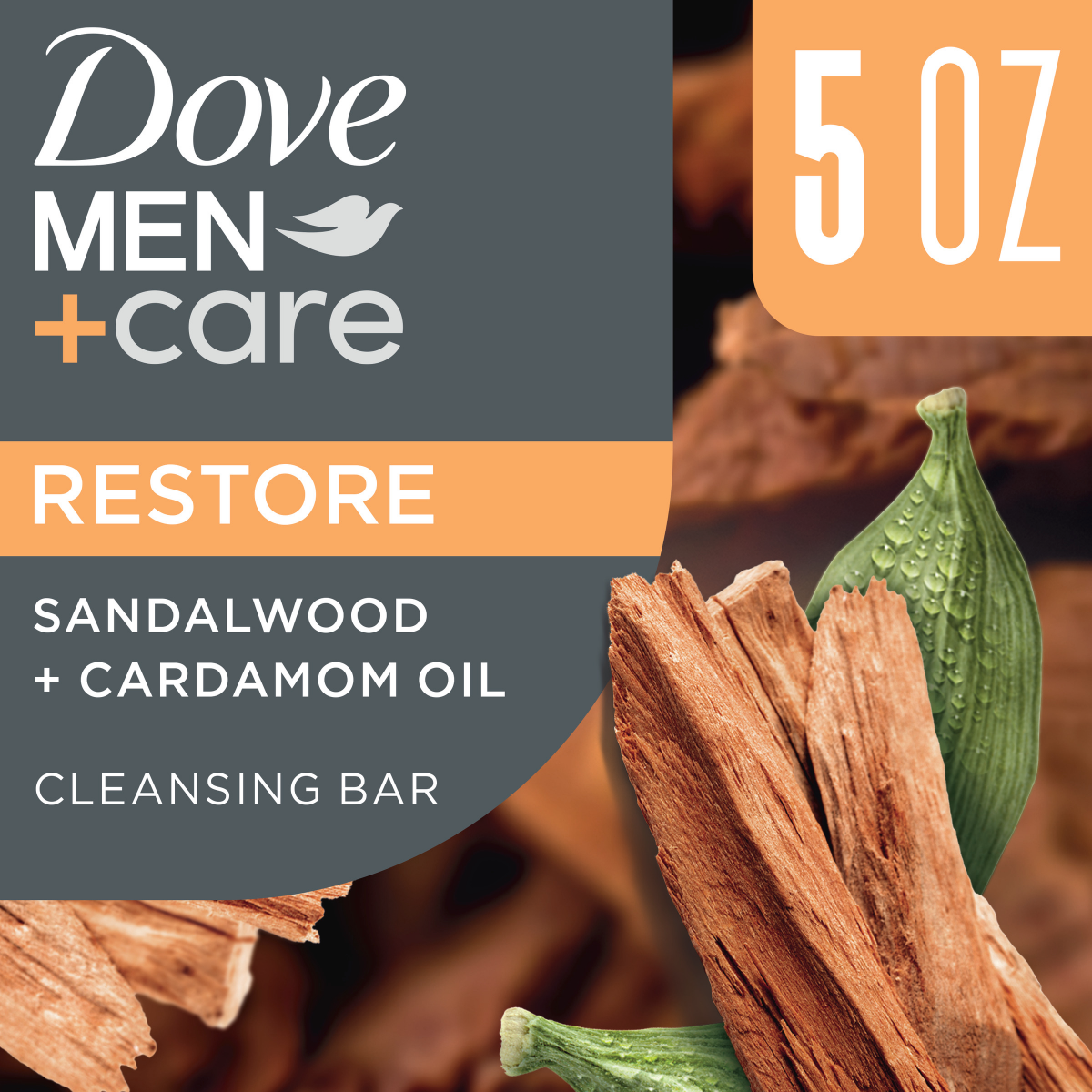 slide 1 of 21, Dove Men+Care 5 oz Cleansing Bar Soap Sandalwood + Cardamom Oil, 5 oz