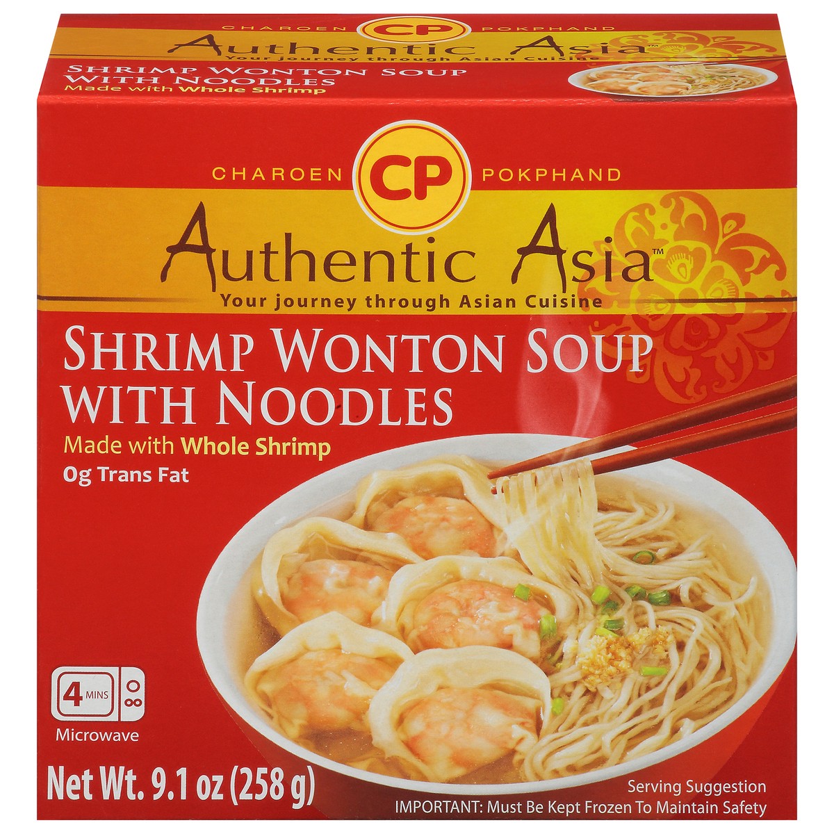 slide 1 of 9, Authentic Asia Shrimp Wonton Soup with Noodles 9.1 Oz. (Frozen), 