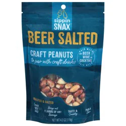 Sippin Snax Roasted & Salted Beer Salted Craft Peanuts 4.2 oz