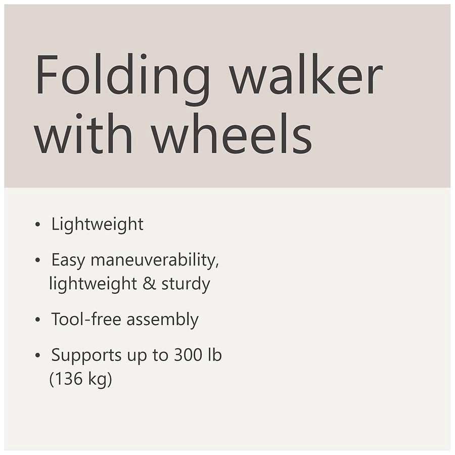 slide 2 of 5, Walgreens Walker with Folding Wheels, 1 ct