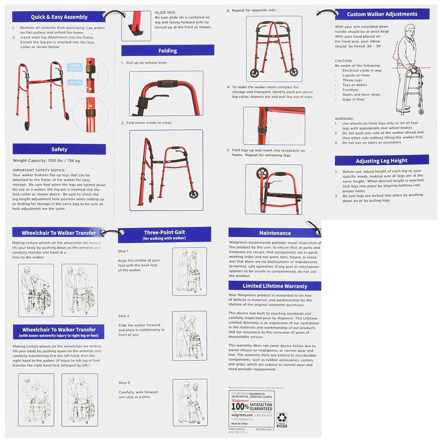 slide 5 of 5, Walgreens Walker with Folding Wheels, 1 ct