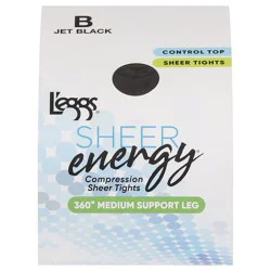 L'eggs Sheer Energy Jet Black 360 Degrees Medium Support Leg Compression Sheer Tights B 1 ea