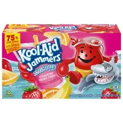 Kool-Aid Jammers Sharkleberry Fin Strawberry Orange Punch Flavored 0% Juice Drink, 10 ct Box, 6 fl oz Pouches