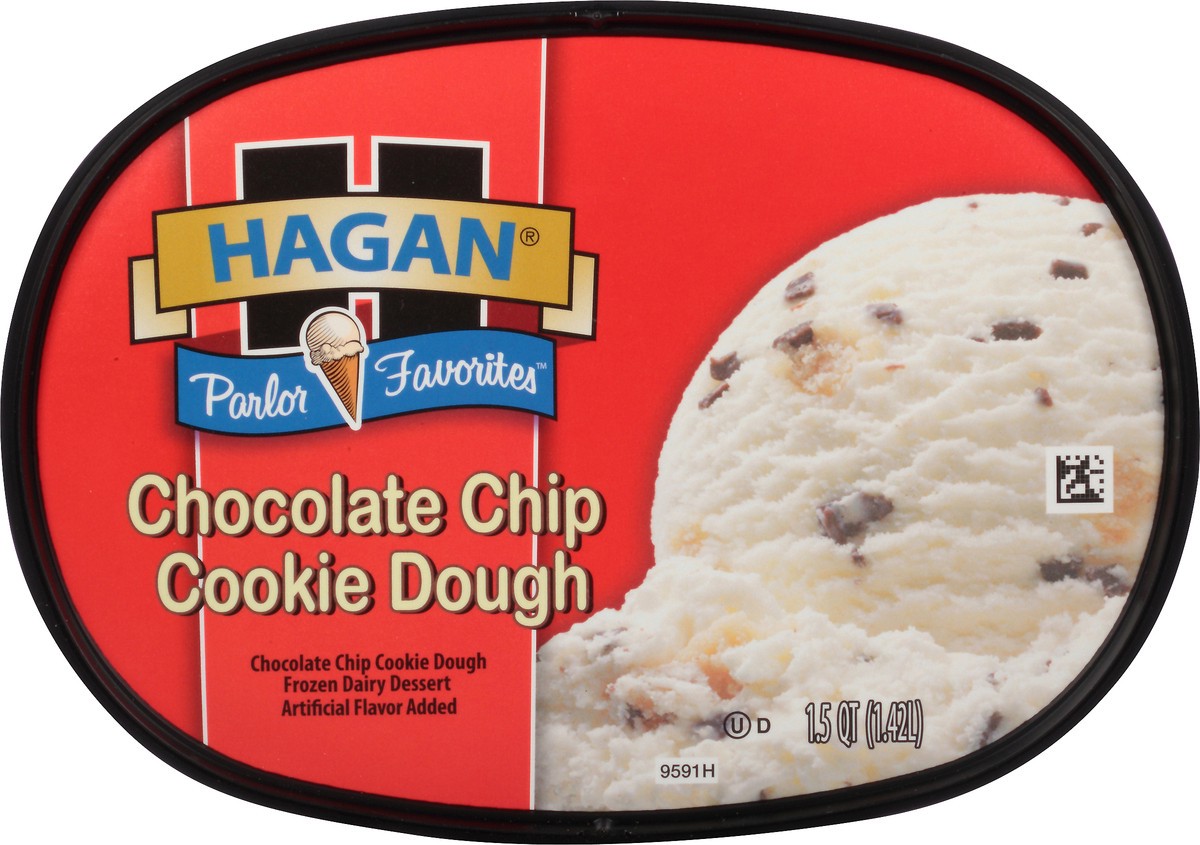 slide 9 of 9, Hagan Parlor Favorites Chocolate Chip Cookie Dough Ice Cream 1.5 qt. Tub, 1.42 liter