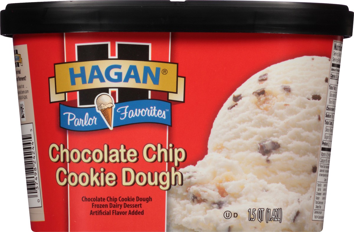slide 4 of 9, Hagan Parlor Favorites Chocolate Chip Cookie Dough Ice Cream 1.5 qt. Tub, 1.42 liter