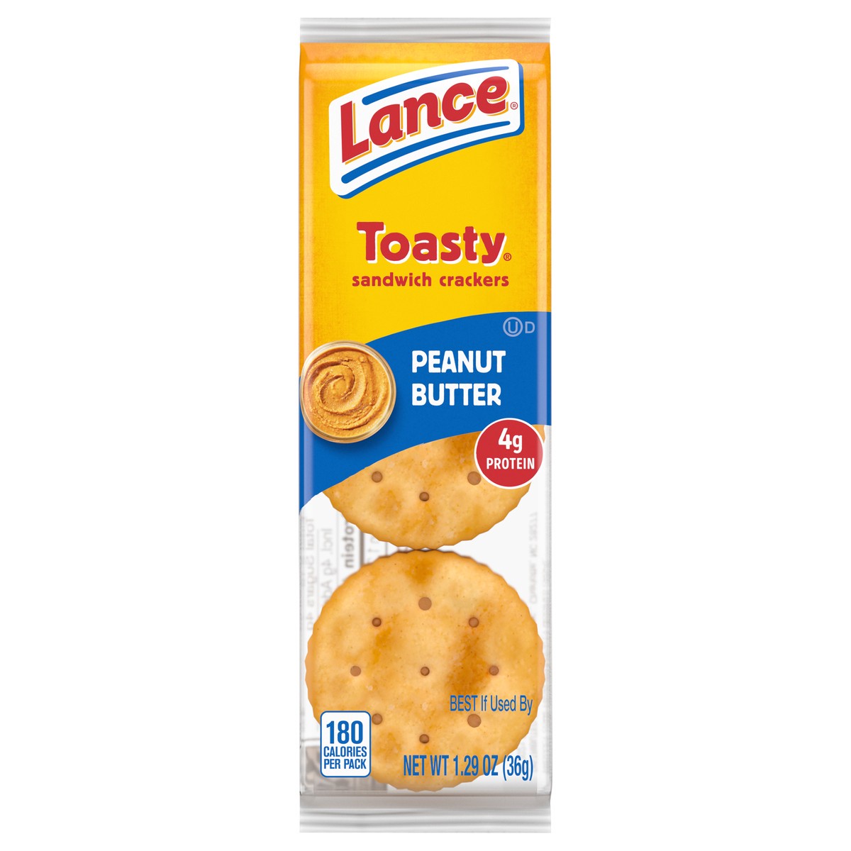 slide 1 of 1, Lance Peanut Butter Toasty Crackers Single Pack, 1.29 oz