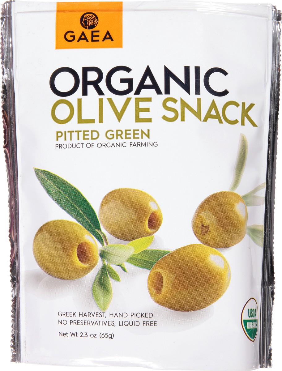 slide 1 of 12, Gaea Organic Pitted Green Olive Snack - 2.3 oz, 2.3 oz