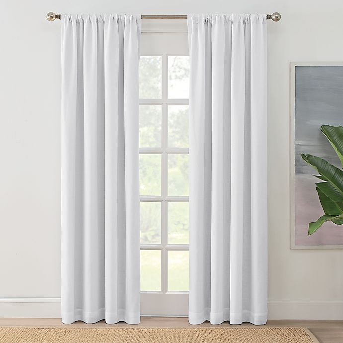 slide 1 of 3, Brookstone Zoey Solid Rod Pocket 100% Blackout Window Curtain Panel - White, 63 in