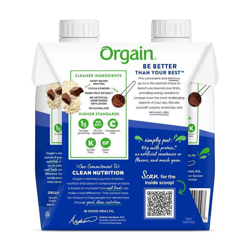 slide 2 of 3, Orgain 30g Protein Shake - Chocolate - 4pk/11 fl oz, 30 gram, 4 ct, 11 fl oz