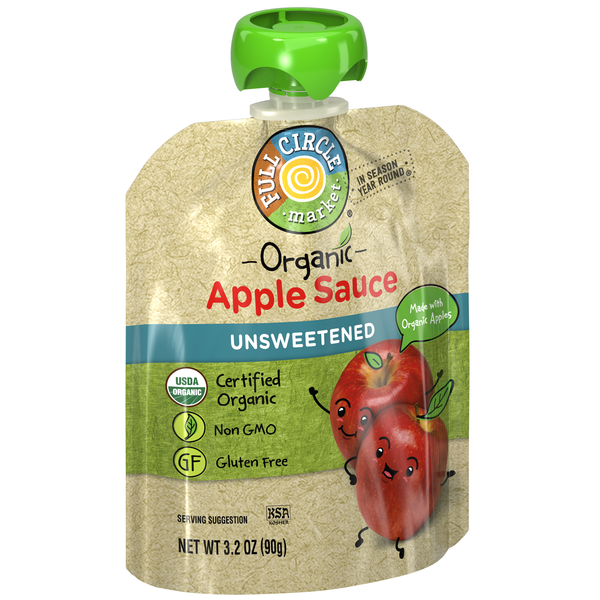 slide 1 of 1, Full Circle Market Apple Sauce, Unsweetened, 3.2 oz