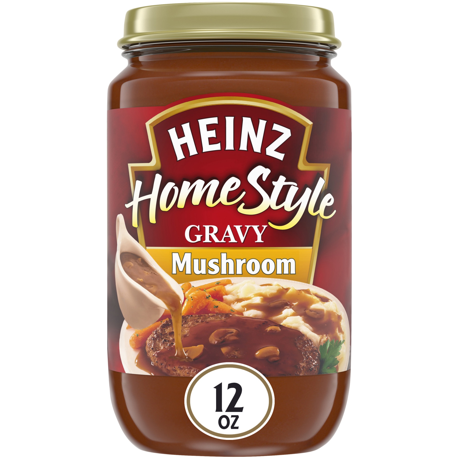 slide 1 of 8, Heinz HomeStyle Mushroom Gravy Jar, 12 oz