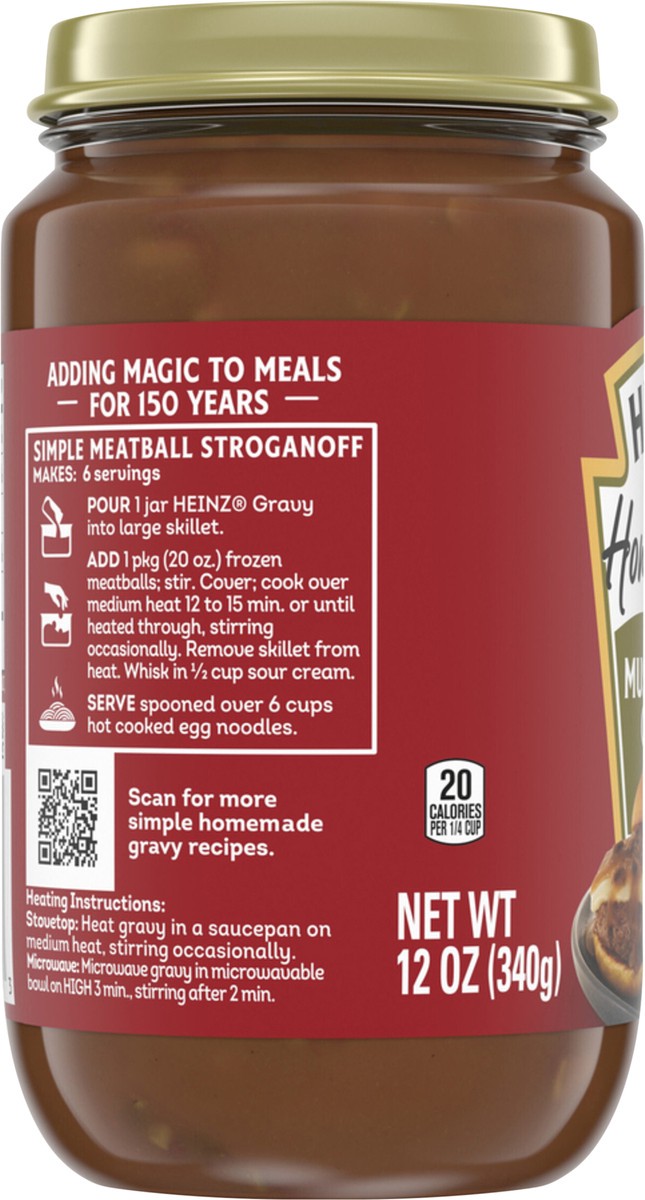 slide 4 of 9, Heinz HomeStyle Mushroom Gravy, 12 oz Jar, 12 oz