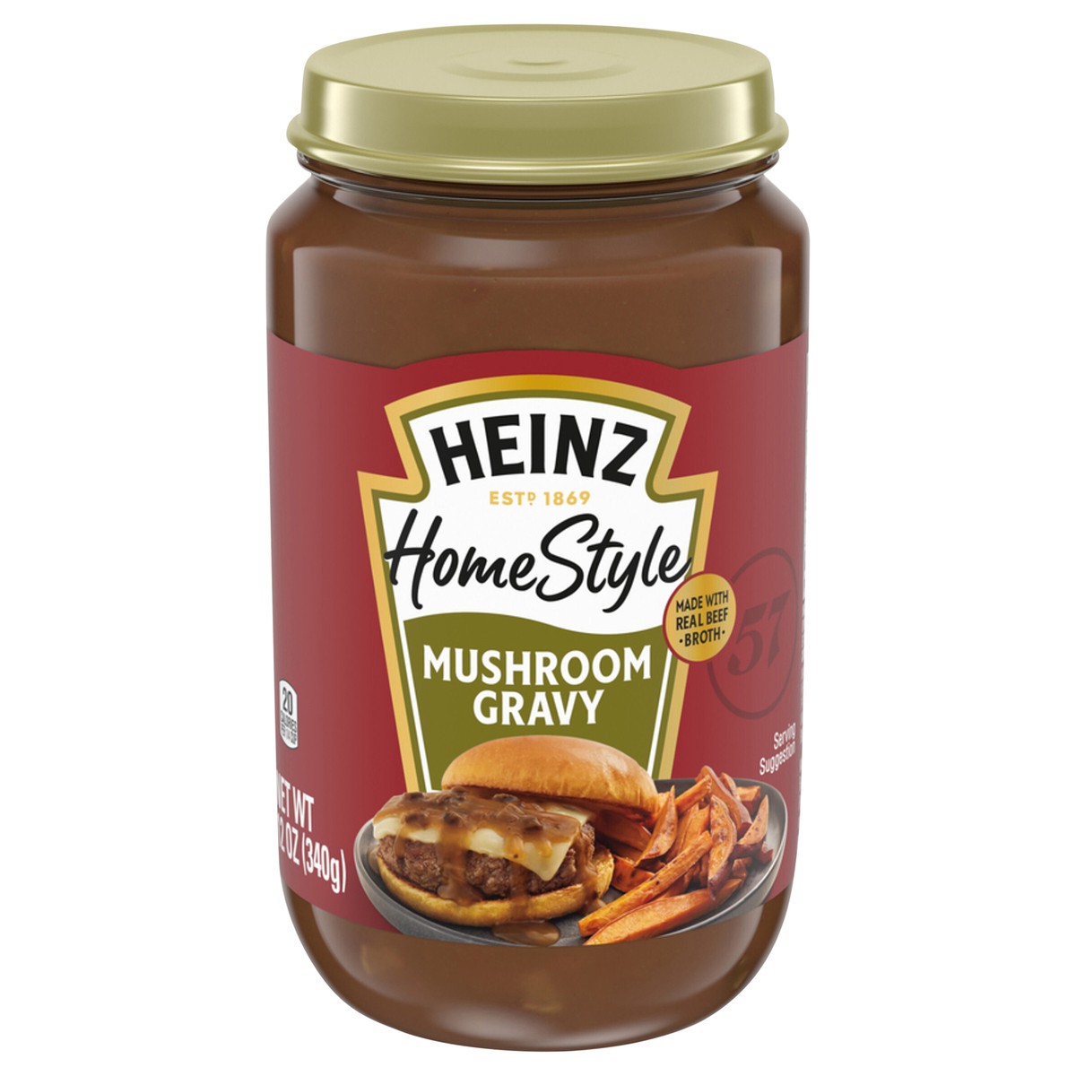 slide 1 of 9, Heinz HomeStyle Mushroom Gravy, 12 oz Jar, 12 oz