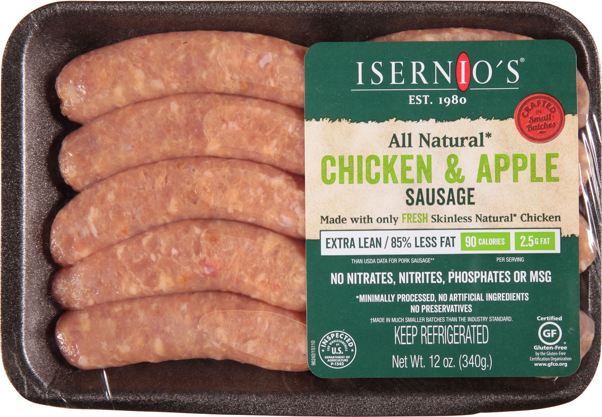 slide 9 of 14, Isernio's Chicken & Apple Sausage 12 oz, 12 oz
