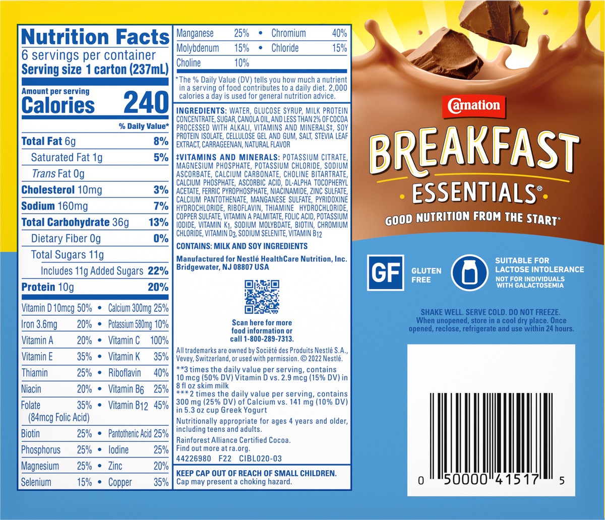 slide 9 of 9, Carnation Breakfast Essentials Ready to Drink Rich Milk Chocolate, 6 ct; 8 oz