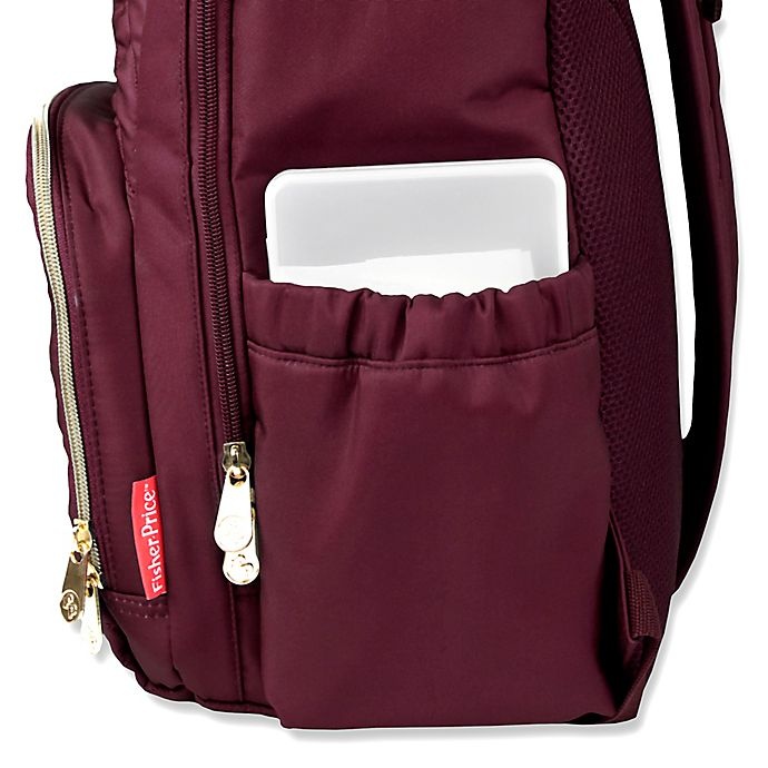 slide 3 of 6, Fisher-Price Morgan Quilted Backpack - Burgundy, 1 ct