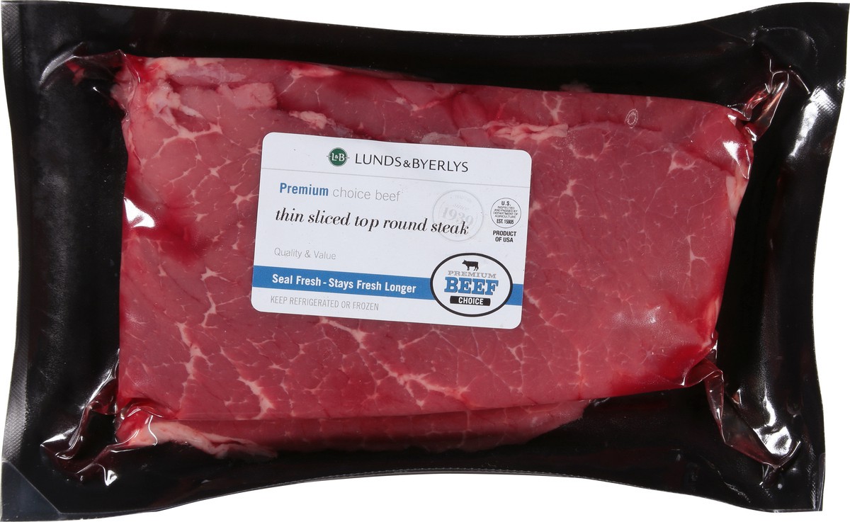 slide 9 of 9, Lunds & Byerlys Premium Thin Sliced Top Round Steak Beef 1 ea, 1 ct