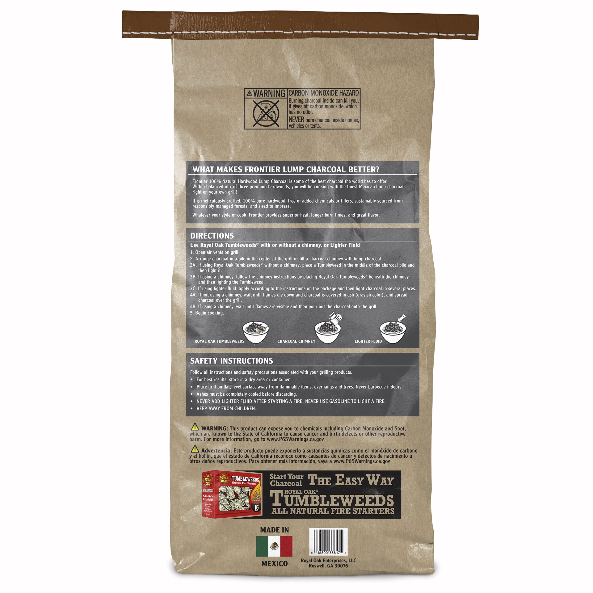 slide 4 of 5, Frontier Lump Charcoal, 17.6 lb