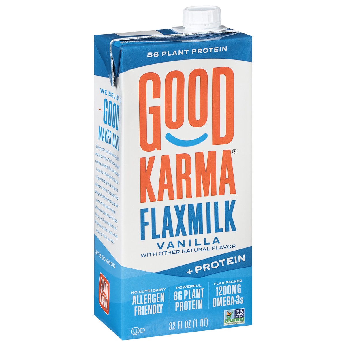 slide 4 of 9, Good Karma +Protein Vanilla Flaxmilk 32 fl oz, 32 fl oz