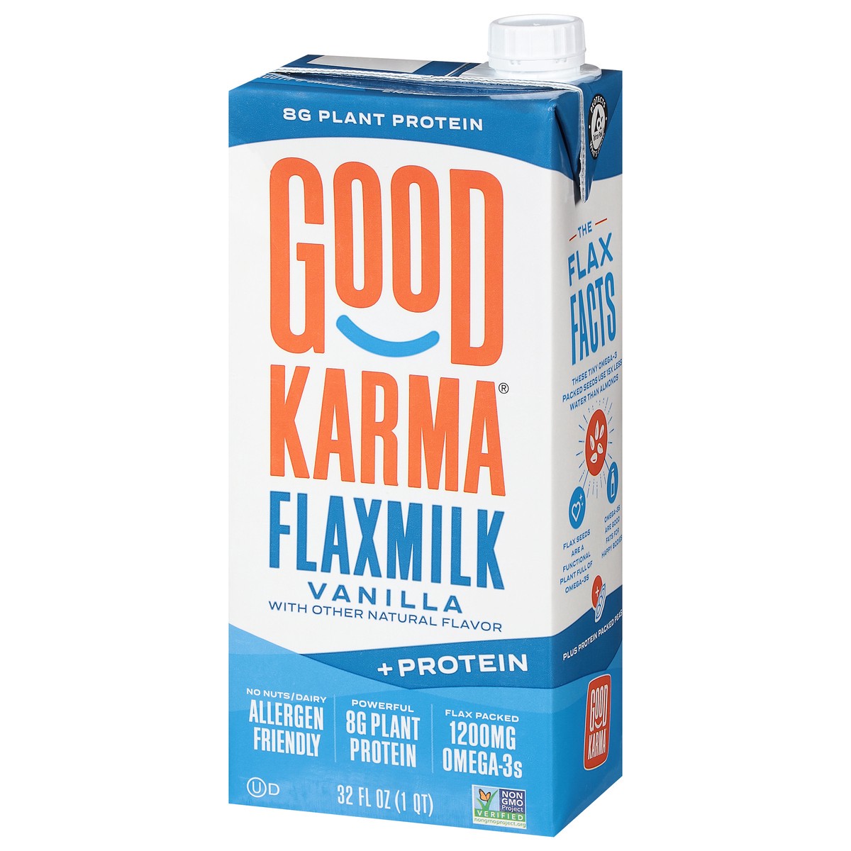 slide 7 of 9, Good Karma +Protein Vanilla Flaxmilk 32 fl oz, 32 fl oz