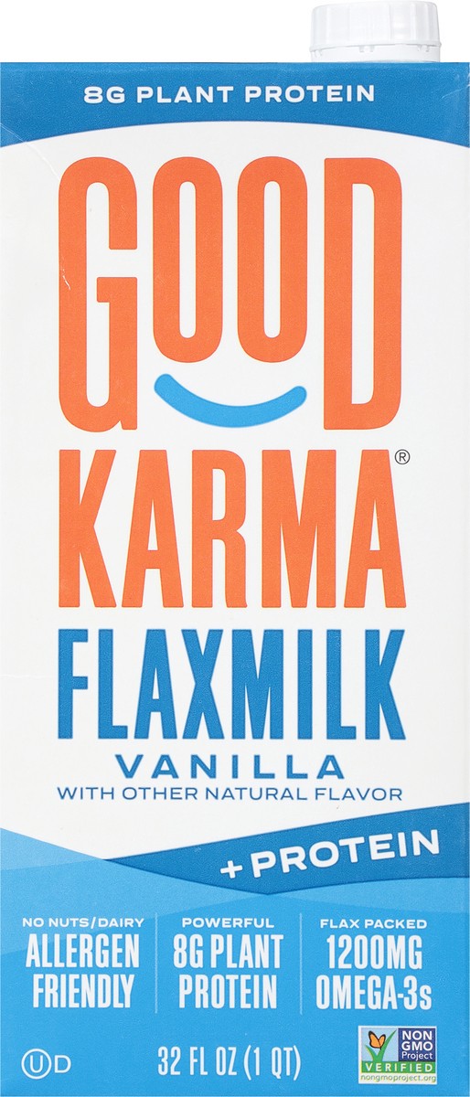 slide 2 of 9, Good Karma +Protein Vanilla Flaxmilk 32 fl oz, 32 fl oz