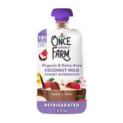 Once Upon a Farm Organic Dairy Free Coconut Yogurt Alternative Apple-y Date Snack Pouch - 3.2 oz