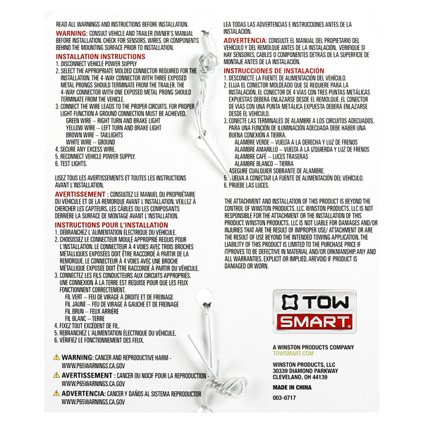 slide 5 of 5, TOWSMART Trailer Wiring Connector - 4 Way Flat, 21', 1 ct