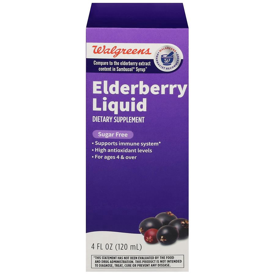 slide 1 of 5, Walgreens Elderberry Liquid Dietary Supplement Sugar Free, 4 fl oz
