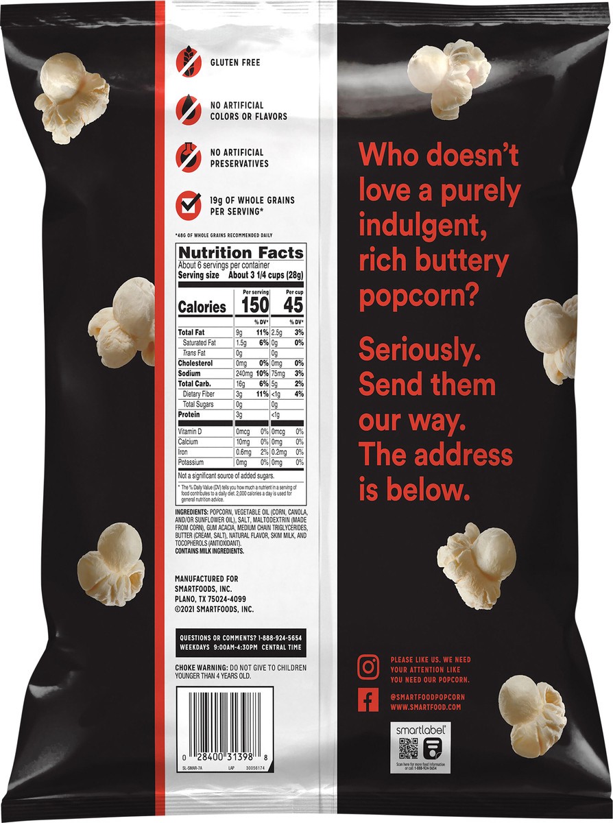 slide 2 of 3, Smartfood Popcorn Movie Theater Butter 6 1/4 Oz, 6.25 oz