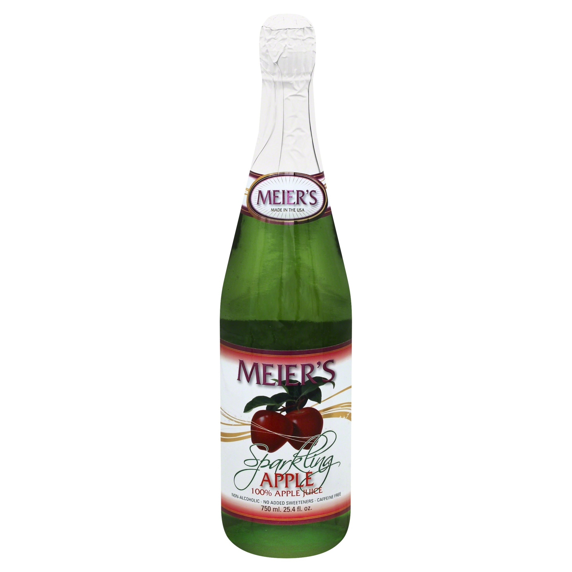 slide 1 of 1, Meier's Sparkling 100% Apple Juice, 25.4 fl oz