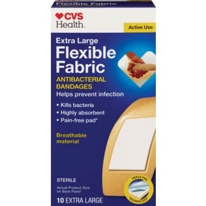 slide 1 of 1, CVS Health Extra Large Flexible Fabric Antibacterial Bandages, 10 ct