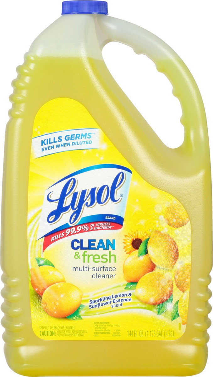 slide 9 of 12, Lysol Clean & Fresh Sparkling Lemon & Sunflower Essence Multi-Surface Cleaner 144 fl oz, 144 fl oz