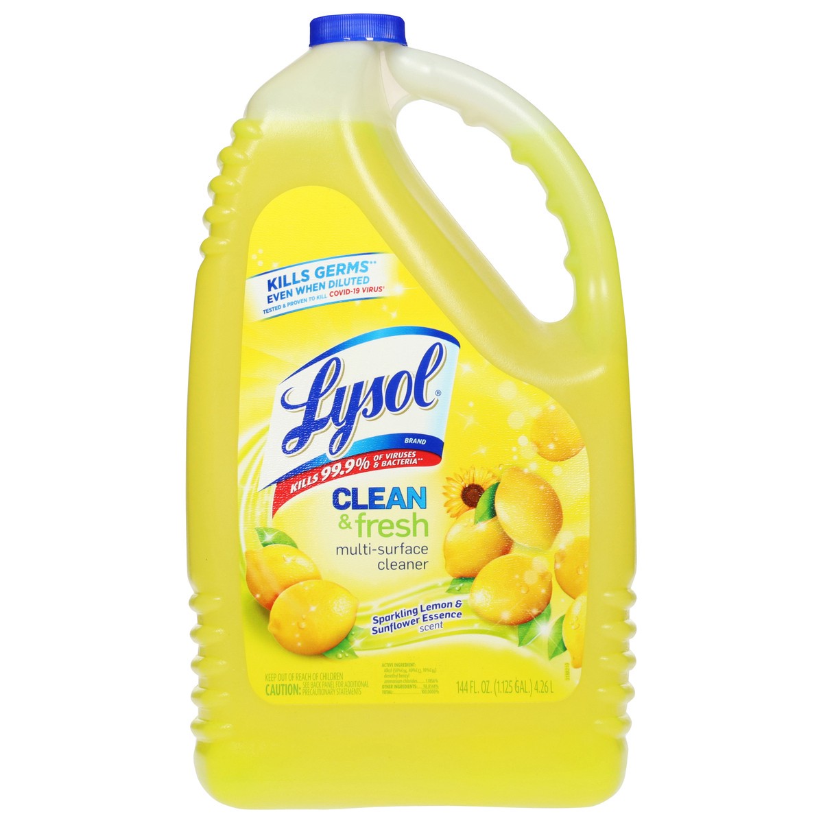 slide 1 of 12, Lysol Clean & Fresh Sparkling Lemon & Sunflower Essence Multi-Surface Cleaner 144 fl oz, 144 fl oz
